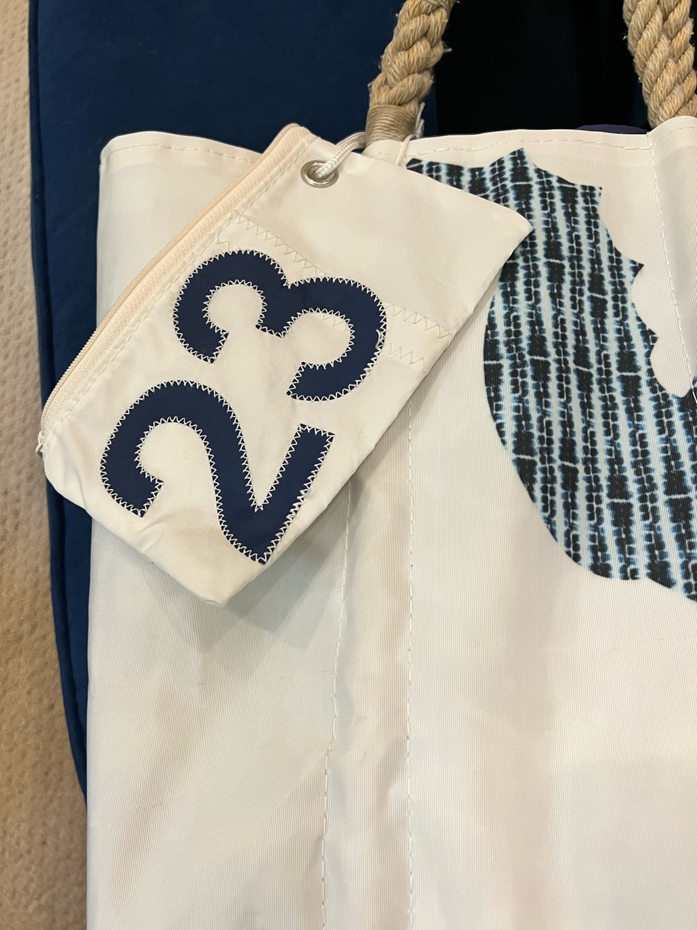 Sea Bags of Maine Seahorse Sail Navy & Light Blue Tote Bag - Picture 2 of 7
